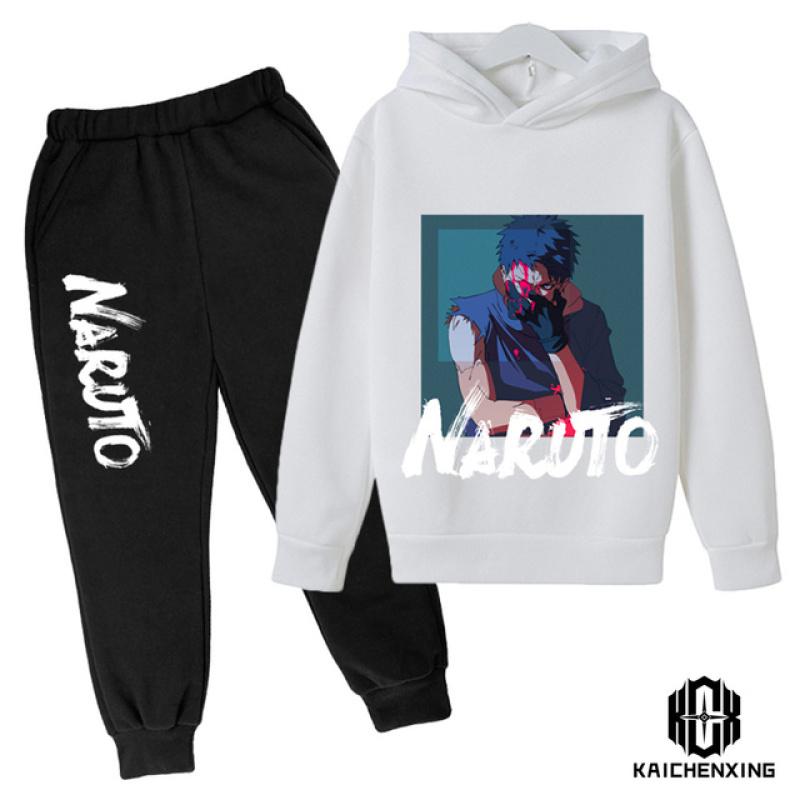 Комплект с капюшоном Наруто, детская одежда, одежда для маленьких девочек, повседневные свитера с капюшоном, детская одежда с капюшоном + брюки, 2 шт.