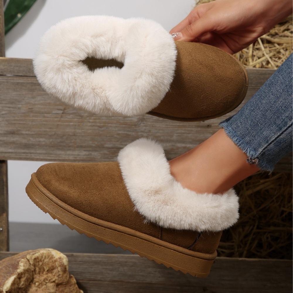 2025 Autumn & Winter New Style - Platform Snow Boots Ankle-Length Solid Color Suede Warm Outdoor Women's Cotton Shoes