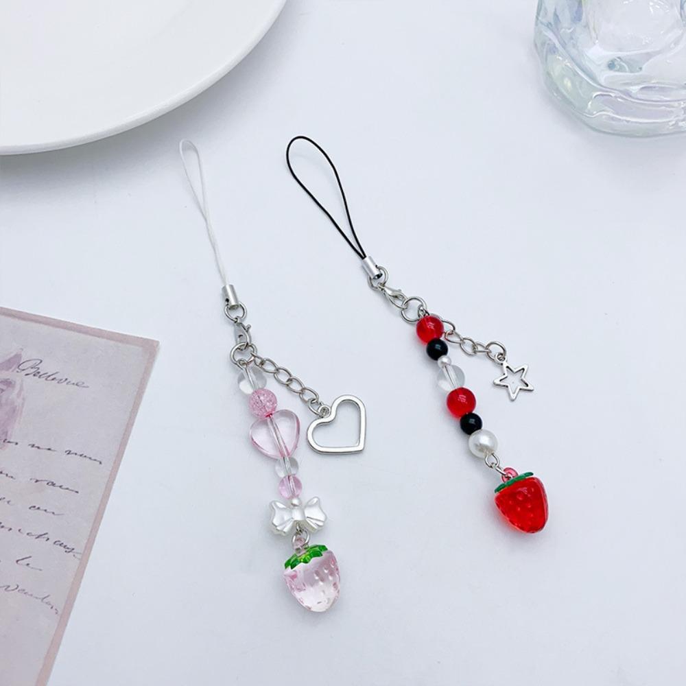 Орнамент бант мобильный телефон ремешок цепи Y2K клубника сердце бант брелок для девочек