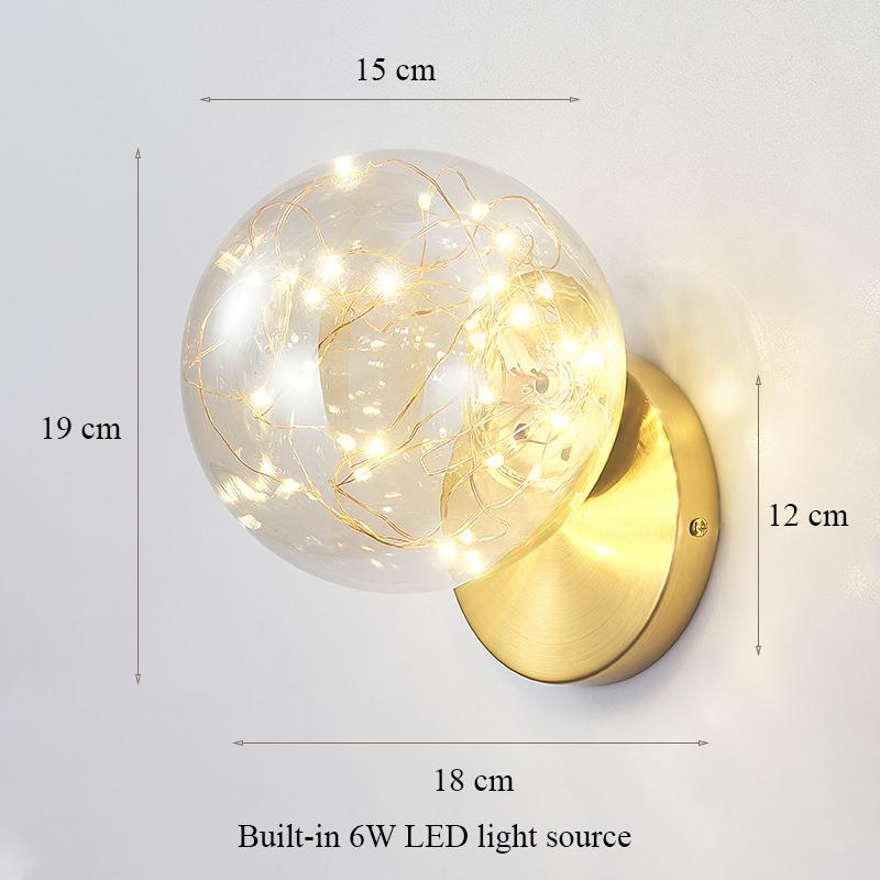 Decorative Modern Wall Lamp with Glass Shade Bedside Bedroom Loft Design Up Down Iron Led Night Lights Gold for Home Mirror E27