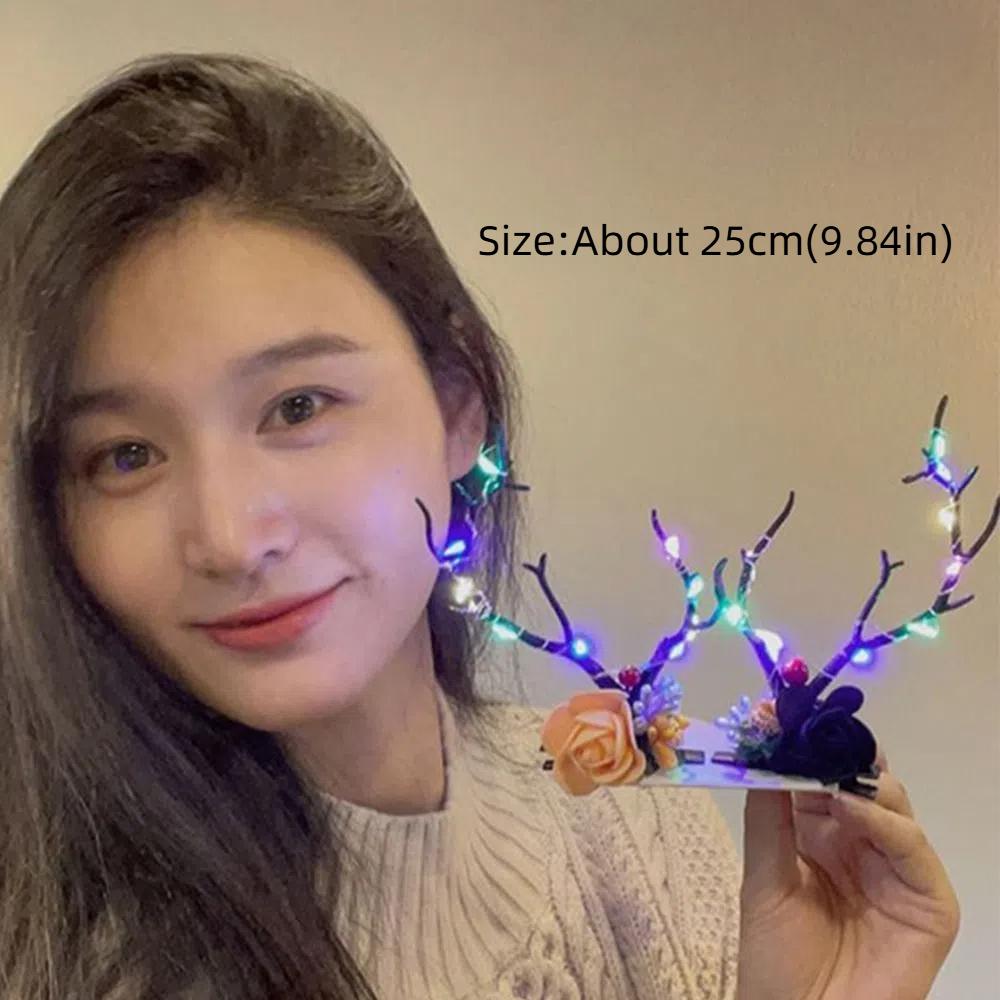 LED Fairy Deer Ear Headband Elk Ears Kids Head Wear Halloween Glowing Antler Hair Hoop  Photo Props