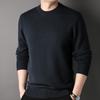 Hengyuanxiang Men's Thickened 100% Pure Wool Round Neck Pullover Sweater