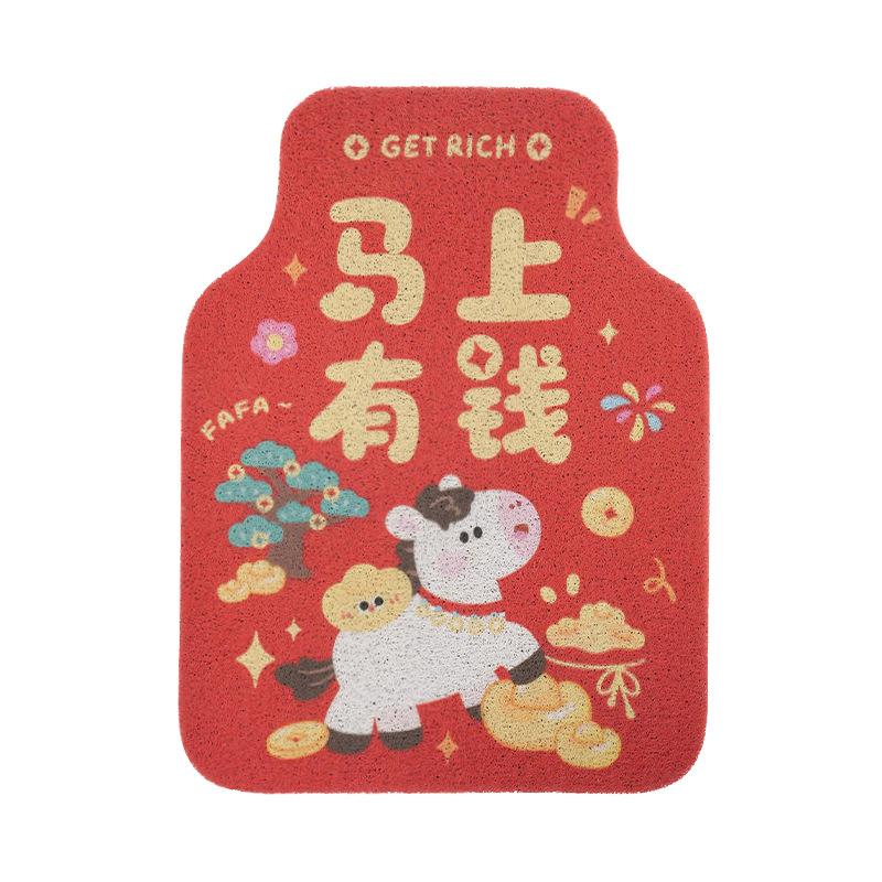 Car floor mat thickened silk ring cartoon main driving universal floor mat rear single piece anti-skid and anti-dirty protective pad