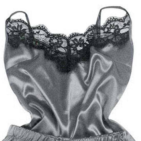 Spaghetti Strap Lace Stitching Vest Shorts Set Imitation Satin V-Neck Sleeveless Pajama Set for Wedding Night