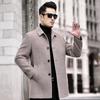Зимнее двухстороннее кашемировое пальто для мужчин, высокого класса, для среднего возраста, утолщенные лацканы, ветровка на белом утином пуху, шерстяное пальто средней длины