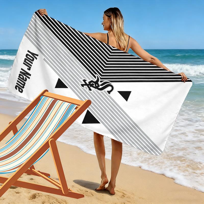 Name Custom Chicago White Sox Print Beach Towel, Large Soft Quick Dry Towel for Beach Camping Swimming