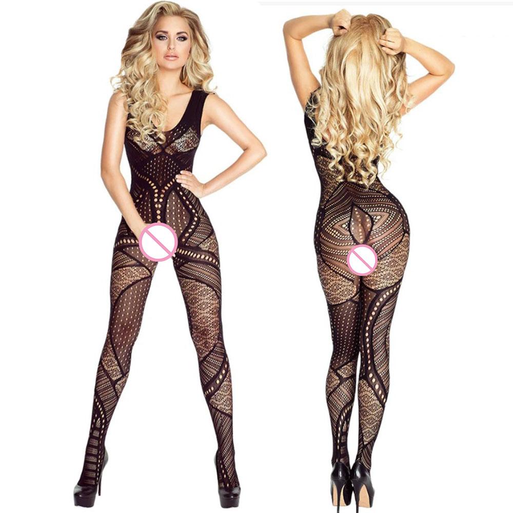 Sexy women's underwear Women's one-piece trousers One piece open bra panty free silk stockings one-piece Teddy underwear set