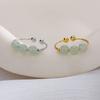 Chinese Jade Round Bead Index Finger Ring Guochao Ethnic Style Retro Gold Three Hetian Jade Ring With Adjustable Opening