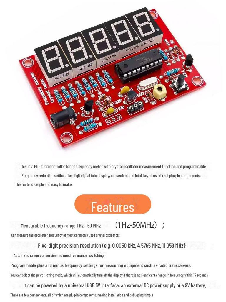 Пятиразрядный цифровой ламповый дисплей DIY Кит для измерения частоты с кристаллическим осциллятором