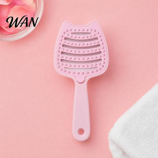 Volumizing Hair Brush Cat Ear Self Cleaning for Women, Vented Styling Round Teeth Faster Blow Drying, Detachable Curved Detangler Scalp Massage