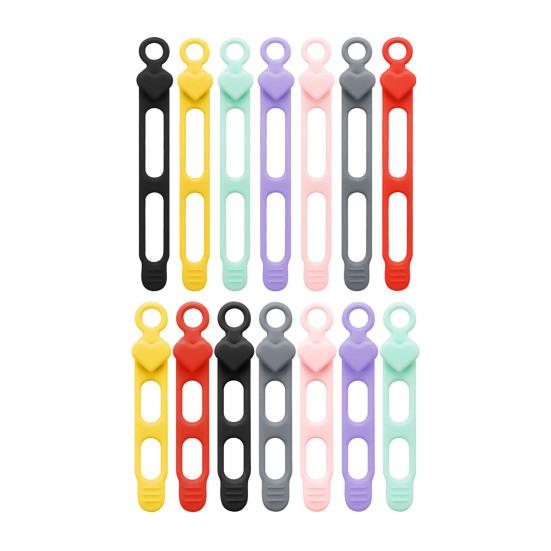 3/5/7/12/18/24Pcs Silicone Cable Tie Earphone Phone Charger Computer Power Cord Bundling Strap Reusable Elastic Wire Management Organizer Wrap