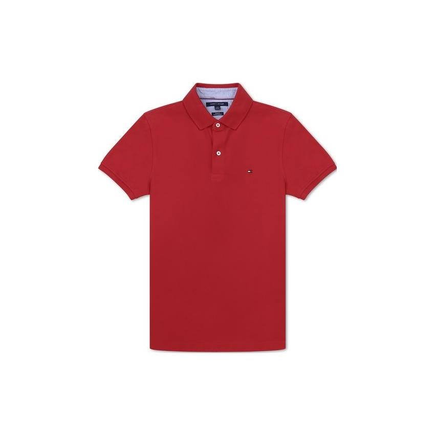 Tommy Hilfiger Polo Shirts Men's Red Polo Collar Moderate Straight Fit C8178A6141-611