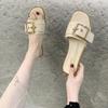 Slippers Women's Summer Is Good To Wear Square Buckles, One-word Drag Women's Flat-bottomed Sandals Are Fashionable and Casual
