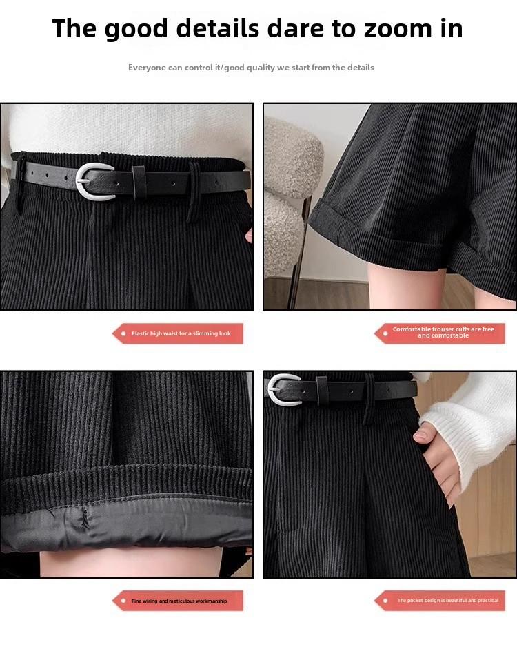 Женские шорты Maillard из вельвета с высокой талией: Осень/Зима 2023 А-силуэт, Широкий фасон штанины