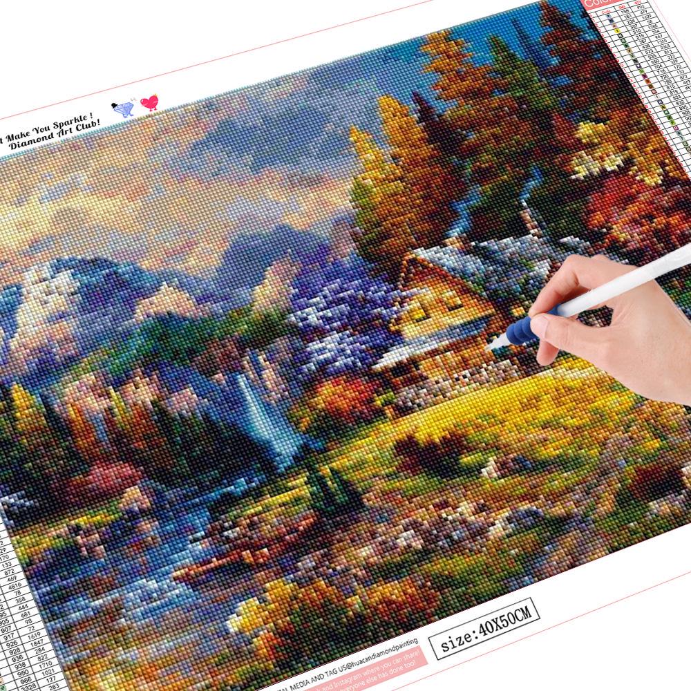 HC Пейзажная вышивка 5D алмазная живопись вышивка крестиком DIY полный квадратный декор