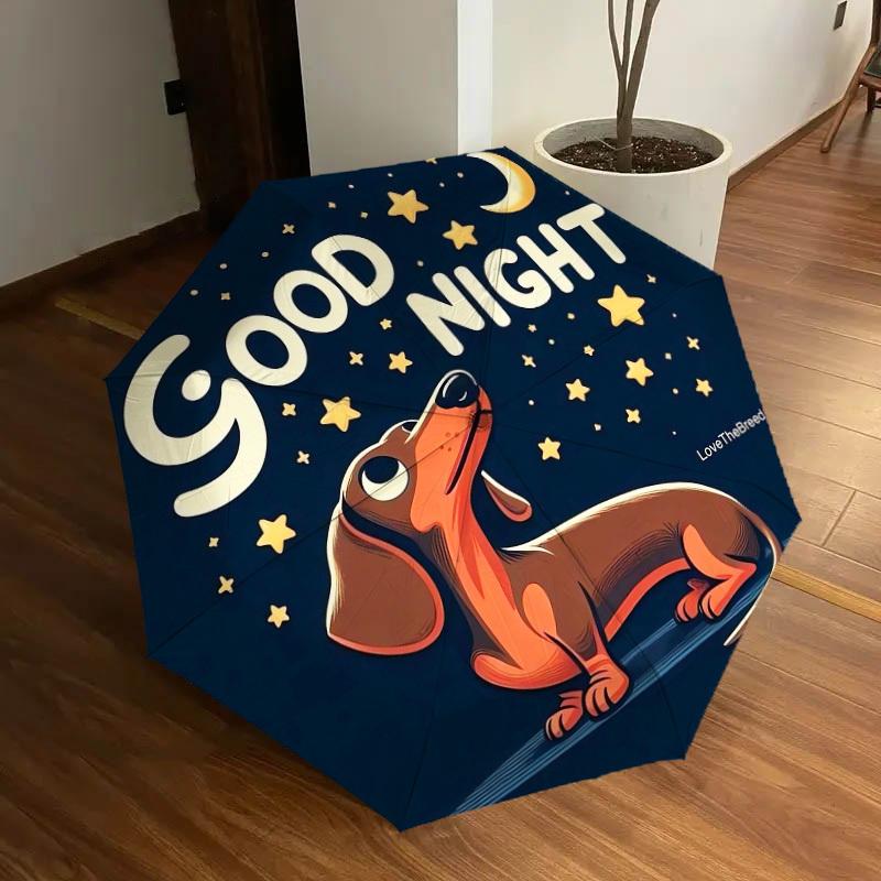 1pc Good Night Dachshund Umbrella with Plastic Handle,Suitable for All Seasons Home Travel Outdoor UmbrellaDD332