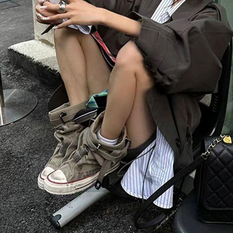 Women Canvas Sneakers Flats Designer Mid Calf Snow Boots Fashion Shoes Woman 2024 Trend New Winter Punk Chelsea Boots Lady Shoes