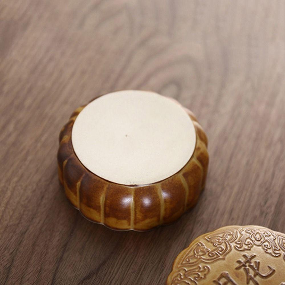 Antique Tea Storage Container Round Small Storage Box Portable Mooncake Shape Tea Jar Gift