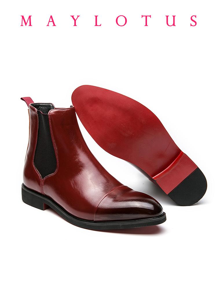 Модная мужская обувь Модные ботинки челси Новая уличная обувь на красной подошве с квадратным носком для мужчин Ручная работа Деловые ботильоны Ботинки для платья Zapatos