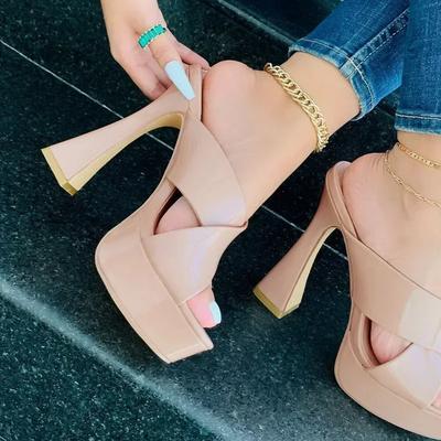 Квадратные тапочки на платформе для женщин, лакированная кожа, широкие ремни, кроссовки, 15 см, толстые, высокие, летние, новые