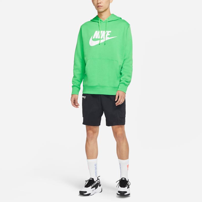 Nike Спортивная клубная флисовая толстовка с капюшоном с большим логотипом, мужские топы, травянисто-зеленый BV2974-362