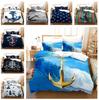 3D Printed Ship Anchor Bedding Set, Sailing Themed Down Duvet Cover, Pillowcase 2/3 Pieces, Boys Room Full Size Quick Drying Quilt Cover