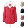 Women's Fashion Cotton Coat Mid-length Hooded Winter Warm Plus Fleece Coat Cotton Coat