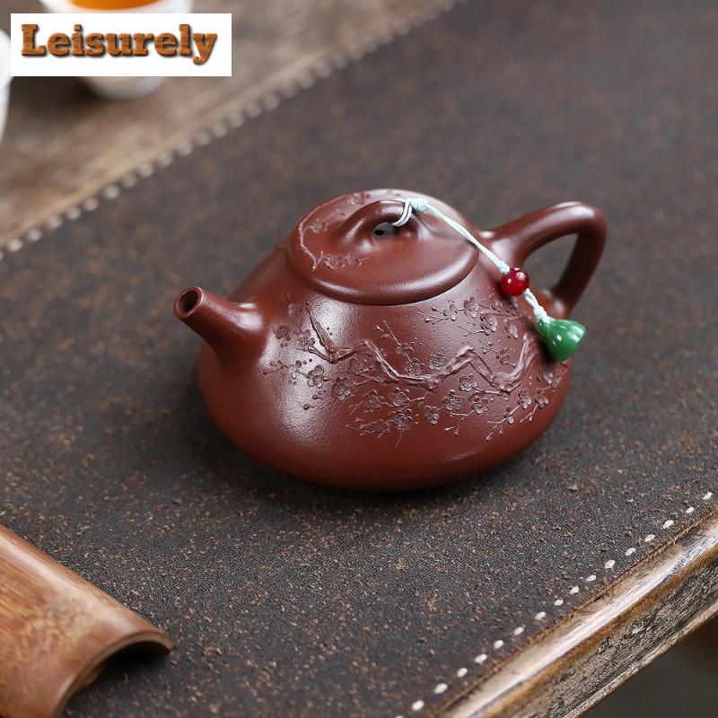 260ml Authentic Yixing Purple Clay Teapots Handmade Stone Scoop Pot Raw Ore Purple Zhu Mud Kettle With Filter Zisha Tea Set Gift