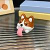 Sound-producing Dog Figure Keychain Cartoon Corgi Car Pendant Dog-Shaped Pendant  For Couples