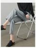 Half elastic waisted pure cotton jeans for women in spring 2026, fashionable and versatile, showing off slim and small leg pants