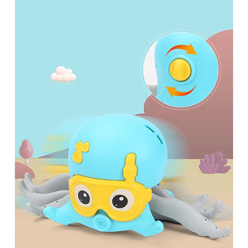 Осьминог Водные Игры Игрушка для Ванной для Младенцев и Малышей Плавающая и Ползающая Фиолетовый Синий Пластик