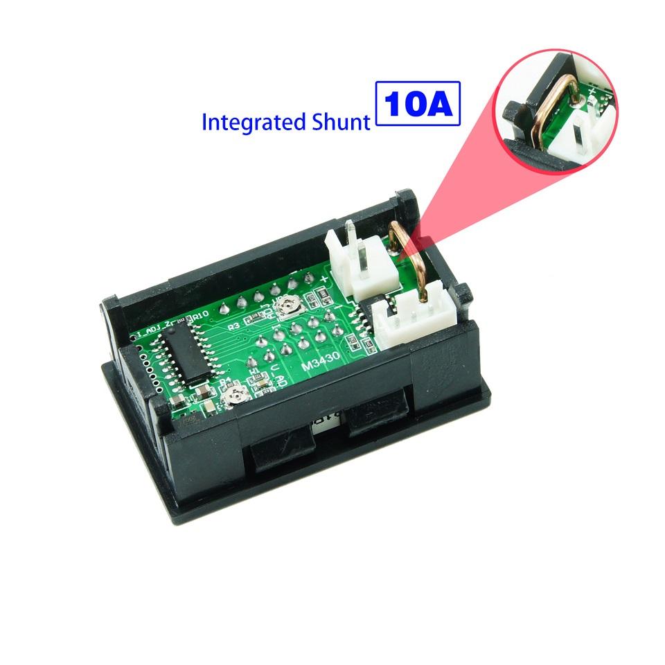 Digital Car Voltmeter Ammeter Motorcycle Voltage Indicator Tester Current Meter Tester 12V 2pin 3pin Cable DC100V 10A 50A 100A