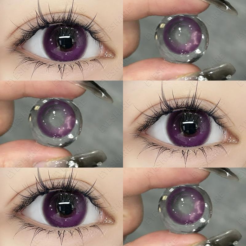 Eyeshare Various Styles of Colored Contact Lenses, Sweet and Cute Pink Contact Lenses, Gentle and Smart Blue and Gray Lenses, 2 Pieces/Pair Per Year
