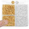 400 шт./набор 5x10 мм Золотисто-серебристые гвоздики с овечьим глазом из сплава, винтовые штифты с проушиной для изготовления украшений своими руками, набор аксессуаров для браслетов и ожерелий