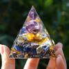 Magic Orgonite Pyramid Amethyst Crystal Sphere with Blue Quartz Natural Cristal Stone Orgone Energy Healing Reiki Meditation Tool Home Decor Gifts