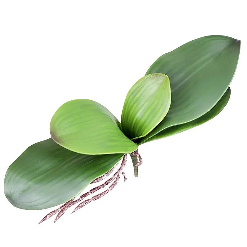 Orchid Leaves Artificial Phalaenopsis Stems Leaf Faux Cymbidium Flower Foliage Green Real Touch Latex Bulk Home Decor