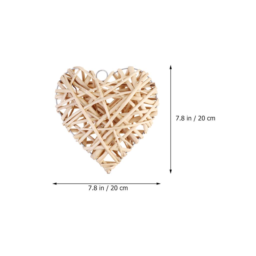 4pcs Willow Woven Heart-Shaped Pendant 15Cm Rattan Hanging Decor For Valentine'S Day Wedding Party Festival Showcase Decoration