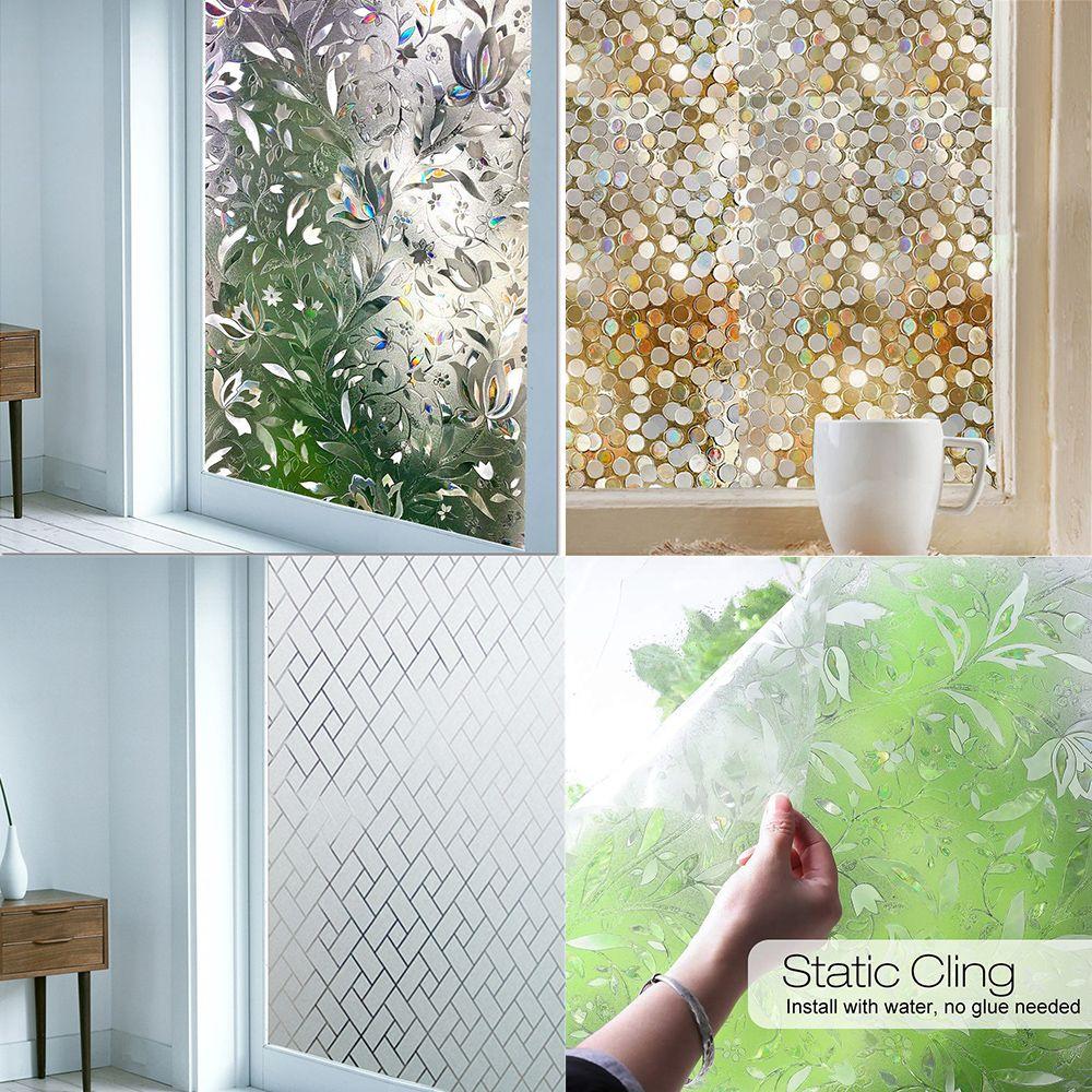 Sticker Non-Adhesive Window Glass Sticker Glass Sticker 3D Static Decorative Privacy Window Films