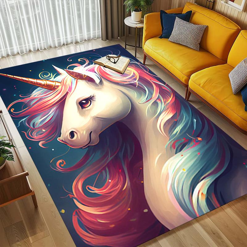 Rainbow Unicorn Living Room Nonslip Area Rug Soft Carpet For Bedroom Game Playroom Sofa Office Home Decor Doormat Christmas Gift C930752