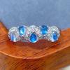 Sace Gems Кольца из стерлингового серебра 925 пробы с натуральным голубым лунным камнем 3*4 мм для женщин, помолвочные, для коктейльной вечеринки, изящные ювелирные изделия, подарок