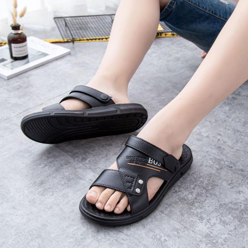 Fashion Men's Summer New Sandals and Slippers Male Thick-soled Leisure Beach Shoes Non-slip Open-toe Breathable Sandal Zapatillas Hombre
