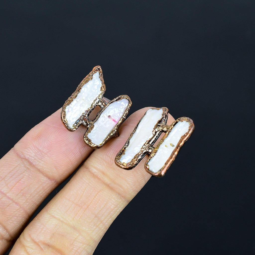 Кольцо из перламутра с ручной работой, кольцо из электроформированной меди, антикварное украшение, регулируемое кольцо, подарок на помолвку