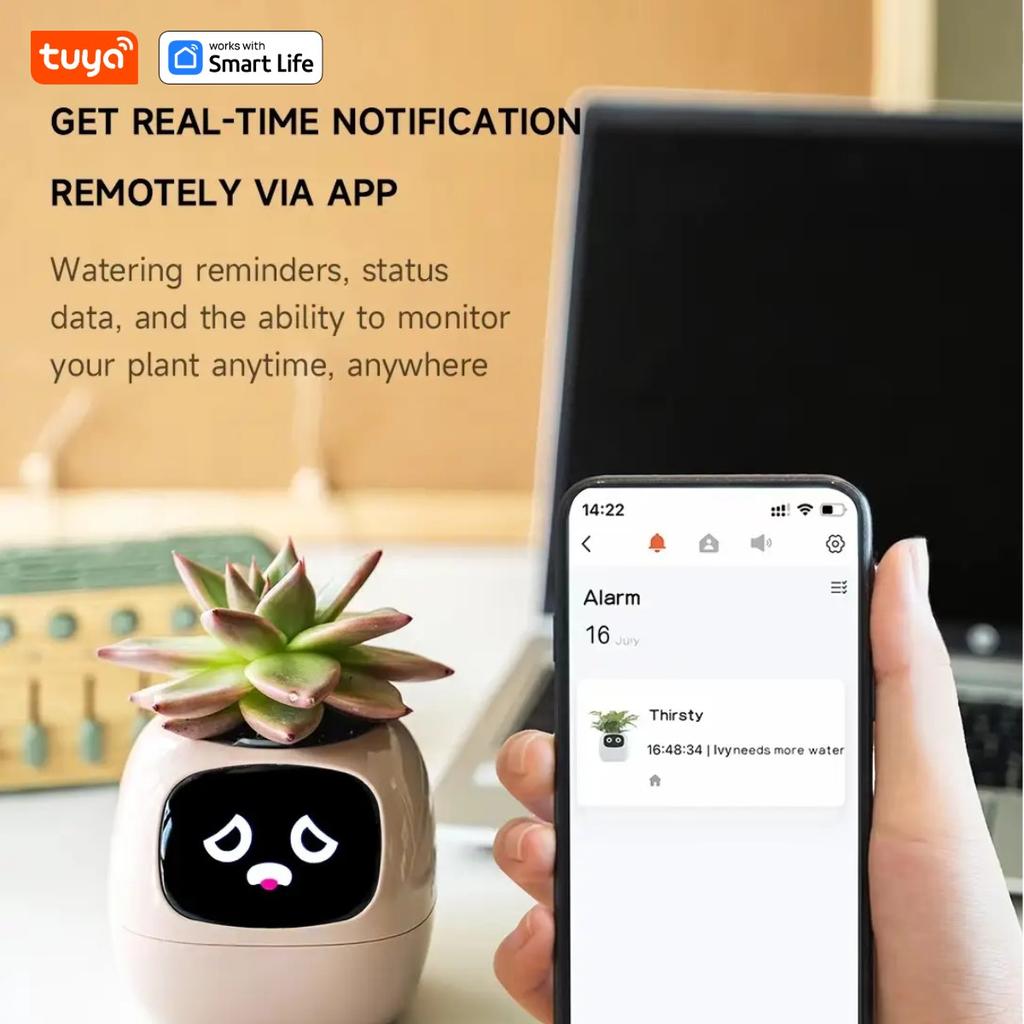 Tuya Ivy Smart Planter,Endless Fun Over 49 Rich Expressions,7 Smart sensors,AI Chips Make Raising Plants Easy and Fun