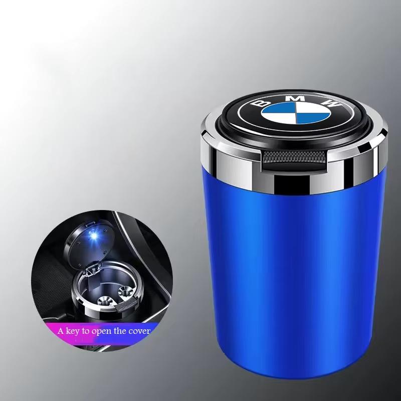LJEEG1 2026 Car Sticker Car Ashtray Cigarette Butt Holder Container Accessories for BMW M X5 X1 X3 X2 X6 X7 X4 Portable One-Button Open