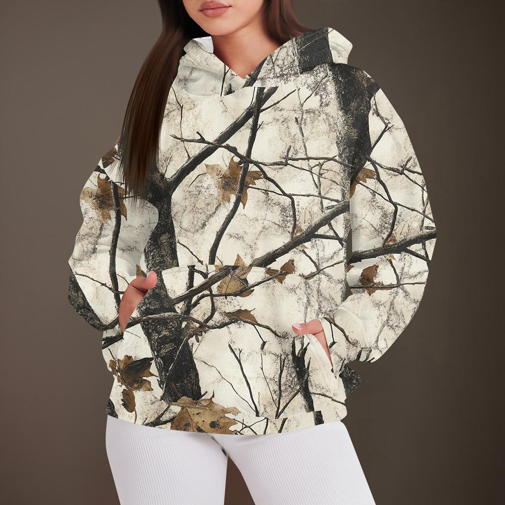 Women's Fashion Casual Pullover Hooded Sweatshirt  Printed Long Sleeve Sweatshirt