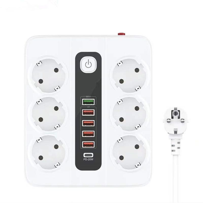 PD+USB 38 Вт Высокоскоростная зарядка Сетевой фильтр Розетка переменного тока ЕС Удлинитель для умного дома Электрический адаптер Двойная быстрая зарядка Высокая мощность
