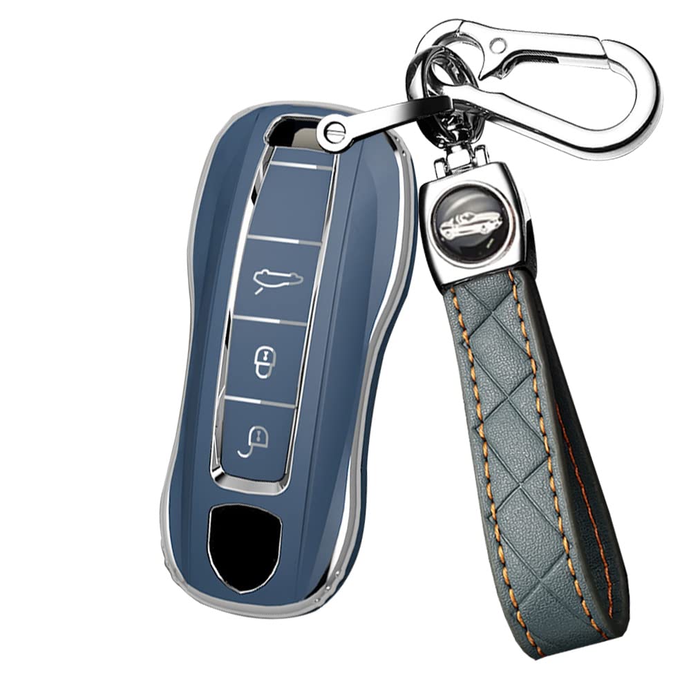 Чехол для ключей для Porsche Key Holder Key Cover key protection key protection Porsche new 911 Carrera Macan New Panamera Cayenne Panamera Anti-fall fashion blue