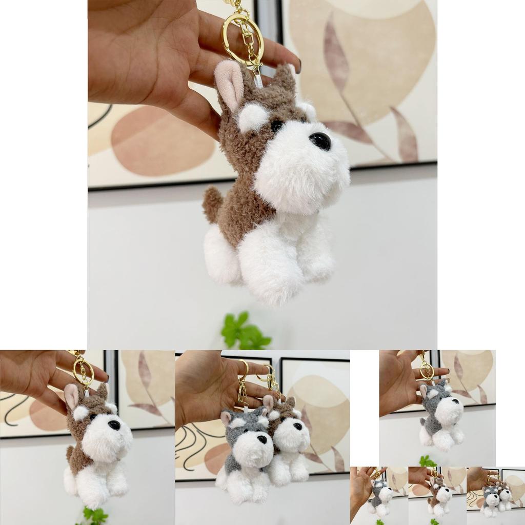 Cute Schnauzer Plush Keychain Soft Dog Stuffed Toy Bag Ornament