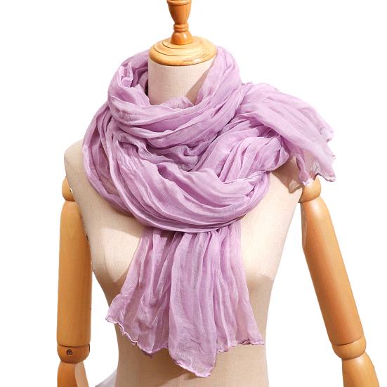 Yousheng Women Pleated Scarf Thickened Weave Autumn Winter Scarf Solid Color Breathable Shawl Headscarf Outfit Accessories