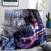 1Pc Purple Rain Print Flannel Blanket, High quality Comfortable for All Seasons, Home Decor, Warmth and Comfort, Perfect for Gifts
